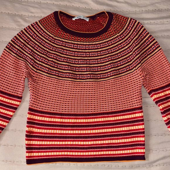 Zara Knit Multicolor Striped Women's Sweater - Picture 1 of 5